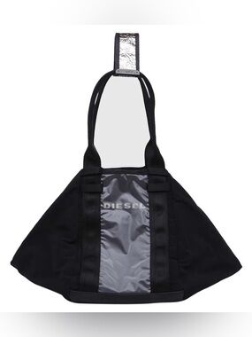 Diesel D-Cage Shopper Tote Bag Black Silver